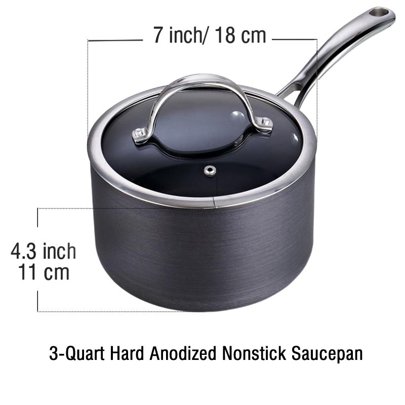 Cooks Standard 3-Quart Hard Anodized Nonstick Saucepan with Lid  Black NC-00342 - Image 2
